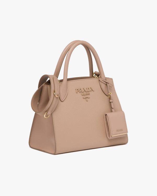 Cameo Beige Small Saffiano Leather Prada Monochrome Bag - Image 3