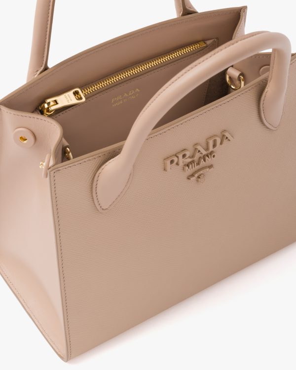 Cameo Beige Small Saffiano Leather Prada Monochrome Bag - Image 5