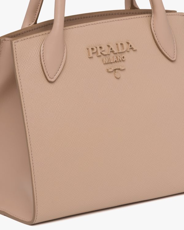 Cameo Beige Small Saffiano Leather Prada Monochrome Bag - Image 6