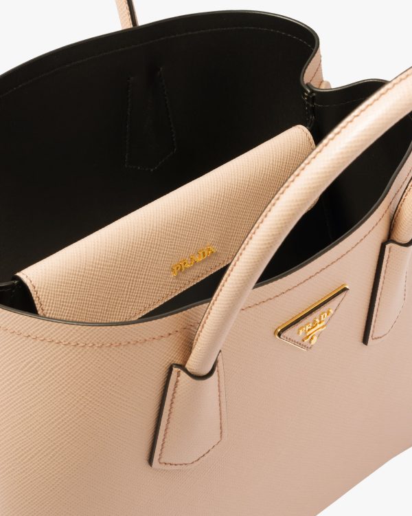 Cameo/black Medium Saffiano Leather Double Prada Bag - Image 5