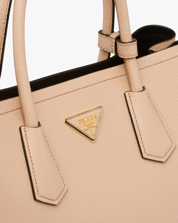 Cameo/black Medium Saffiano Leather Double Prada Bag - Image 6