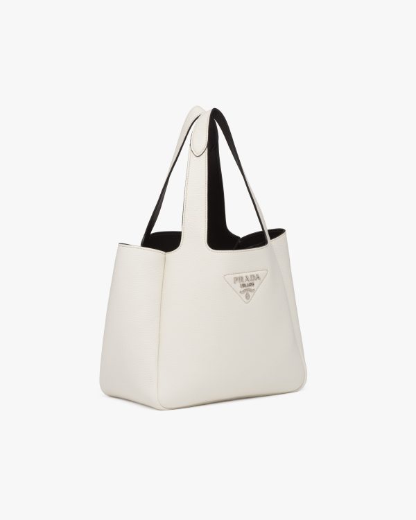 Chalk White Prada Flou leather tote - Image 3