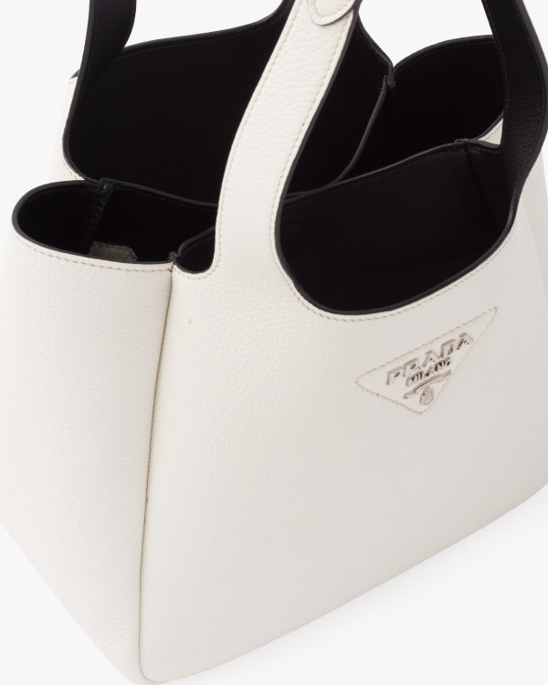 Chalk White Prada Flou leather tote - Image 5