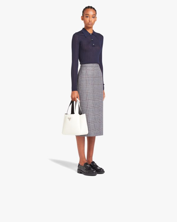 Chalk White Prada Flou leather tote - Image 7