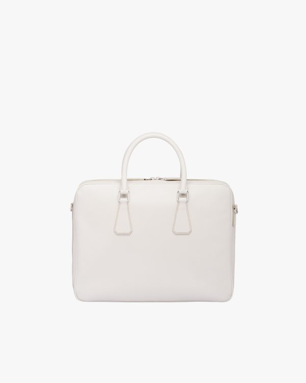 Chalk White Saffiano Leather Work Bag - Image 4