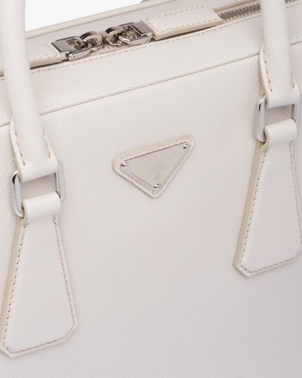 Chalk White Saffiano Leather Work Bag - Image 6