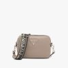 Clay Gray Prada Flou leather bag with shoulder strap