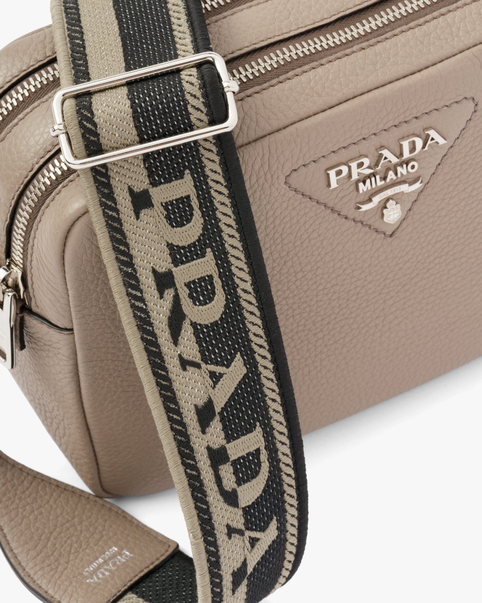 Clay Gray Prada Flou leather bag with shoulder strap - Fake Prada Store