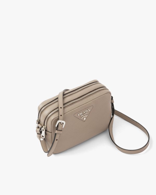 Clay Gray Prada Flou leather bag with shoulder strap - Image 3