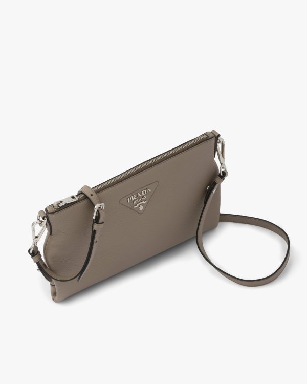 Clay Gray Prada Flou leather shoulder bag - Image 3