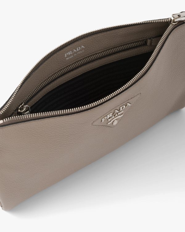 Clay Gray Prada Flou leather shoulder bag - Image 5