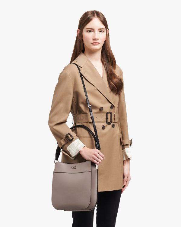 Clay Grey/black Medium Leather Prada Margit Bag - Image 2