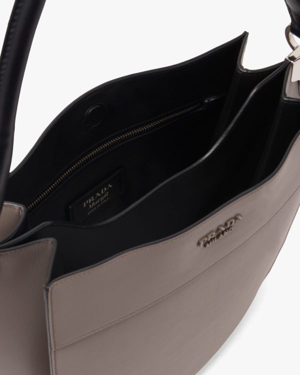 Clay Grey/black Medium Leather Prada Margit Bag - Image 5