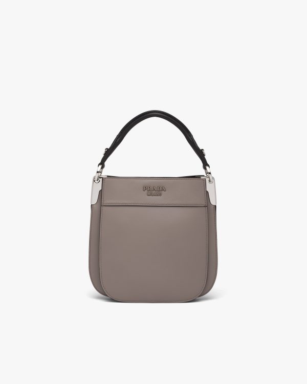 Clay Grey/black Small Leather Prada Margit bag