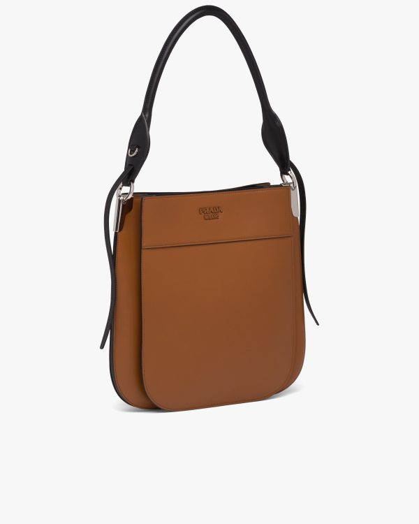 Cognac/black Prada Margit leather hobo shoulder bag - Image 3