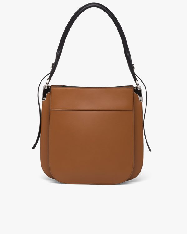 Cognac/black Prada Margit leather hobo shoulder bag - Image 4