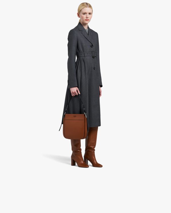 Cognac/black Prada Margit leather hobo shoulder bag - Image 7