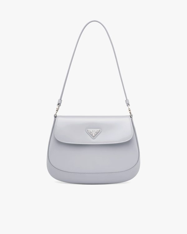 Cornflower Blue Prada Cleo brushed leather shoulder bag with flap