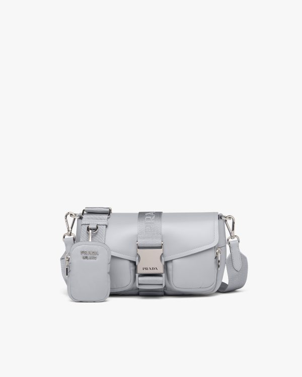 Cornflower Blue Prada Pocket nylon and brushed leather bag