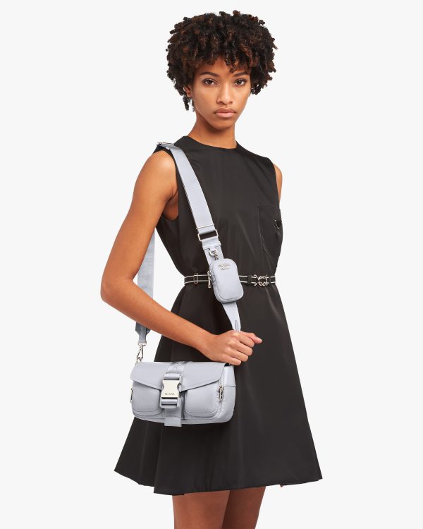 Cornflower Blue Prada Pocket nylon and brushed leather bag - Image 2