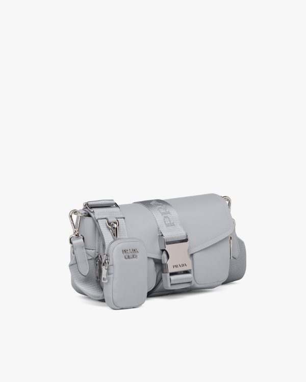 Cornflower Blue Prada Pocket nylon and brushed leather bag - Image 3