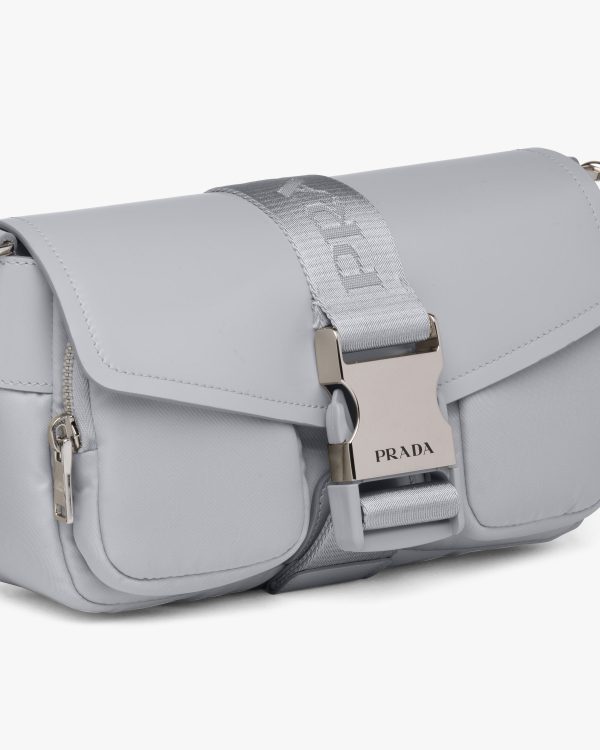 Cornflower Blue Prada Pocket nylon and brushed leather bag - Image 6
