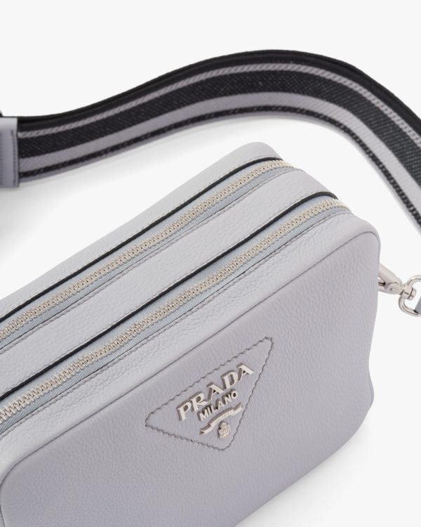 Cornflower Prada Flou leather bag with shoulder strap - Image 6