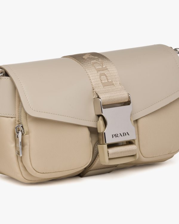 Desert Beige Prada Pocket nylon and brushed leather bag - Image 6