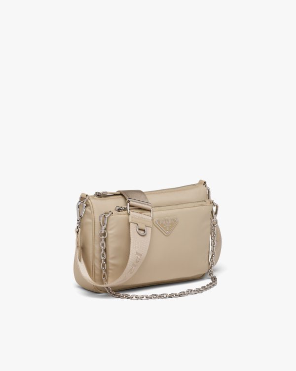 Desert Beige Re-Nylon and Saffiano leather shoulder bag - Image 3