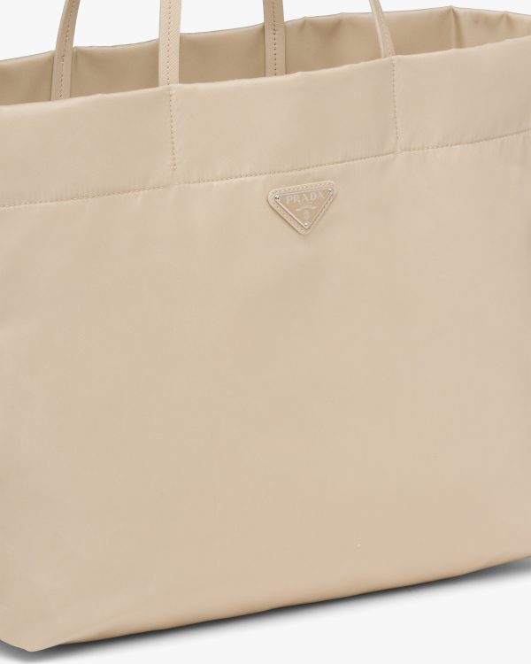 Desert Beige Re-Nylon and Saffiano leather tote bag - Image 2