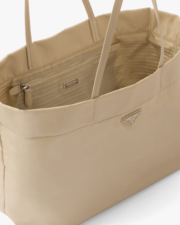 Desert Beige Re-Nylon and Saffiano leather tote bag - Image 5