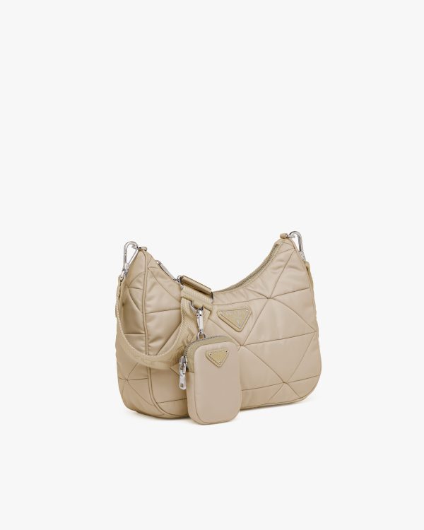 Desert Beige Re-Nylon padded hobo bag - Image 3