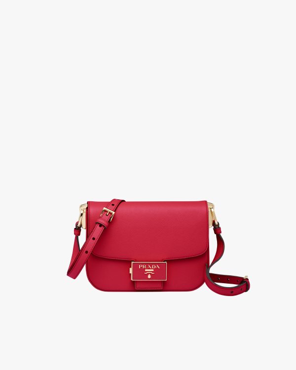 Fiery Red Saffiano Leather Prada Embleme Bag