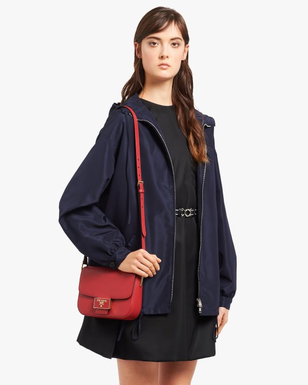 Fiery Red Saffiano Leather Prada Embleme Bag - Image 2