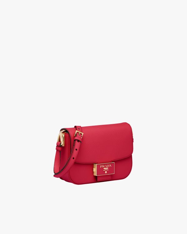 Fiery Red Saffiano Leather Prada Embleme Bag - Image 3
