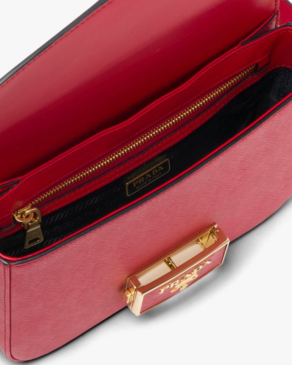 Fiery Red Saffiano Leather Prada Embleme Bag - Image 5