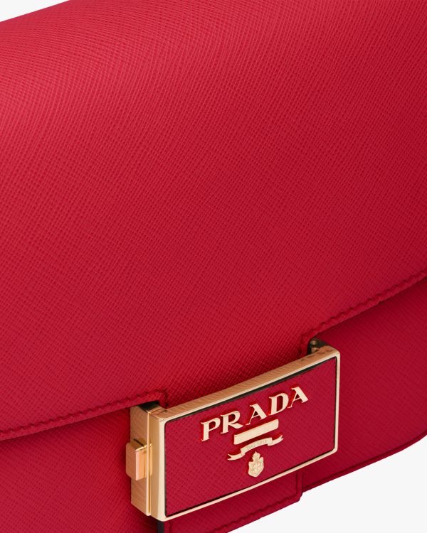 Fiery Red Saffiano Leather Prada Embleme Bag - Image 6