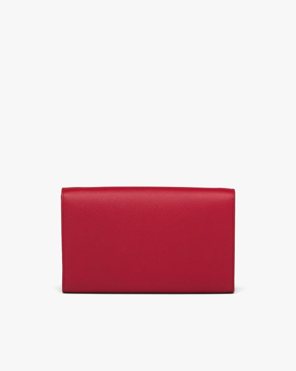 Fiery Red Saffiano and leather wallet with shoulder strap - Image 4
