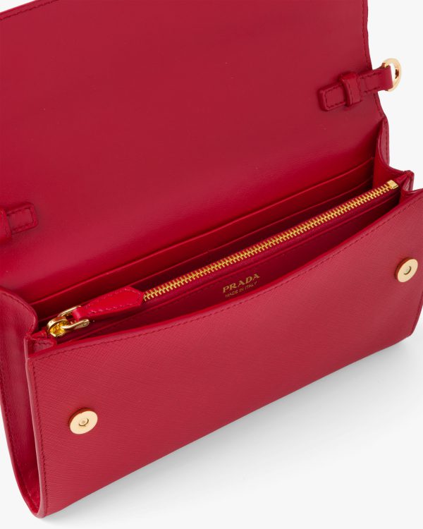 Fiery Red Saffiano and leather wallet with shoulder strap - Image 5