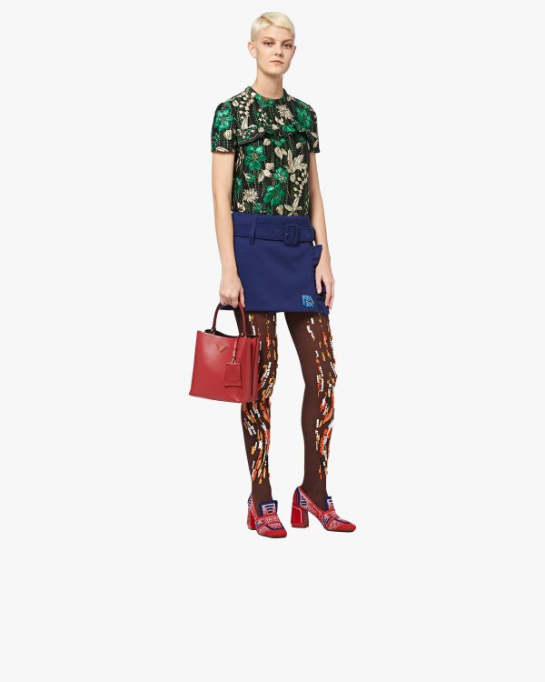 Fiery Red/black Medium Saffiano Leather Prada Panier Bag - Image 2