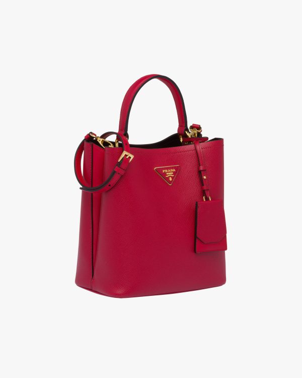 Fiery Red/black Medium Saffiano Leather Prada Panier Bag - Image 3