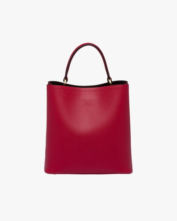 Fiery Red/black Medium Saffiano Leather Prada Panier Bag - Image 4