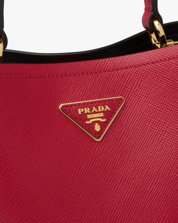 Fiery Red/black Medium Saffiano Leather Prada Panier Bag - Image 6