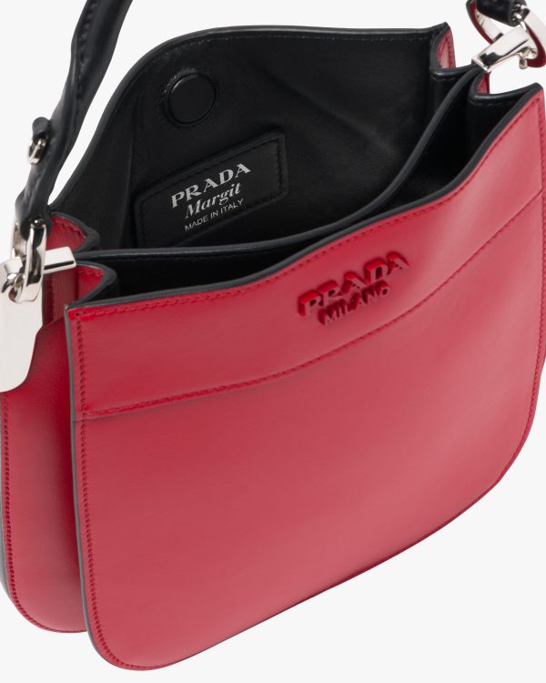 Fiery Red/black Small Leather Prada Margit bag - Image 5