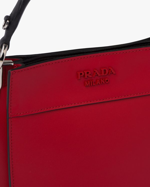 Fiery Red/black Small Leather Prada Margit bag - Image 6