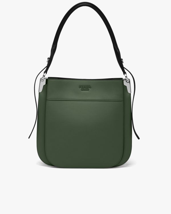 Forest Green/black Prada Margit leather hobo shoulder bag