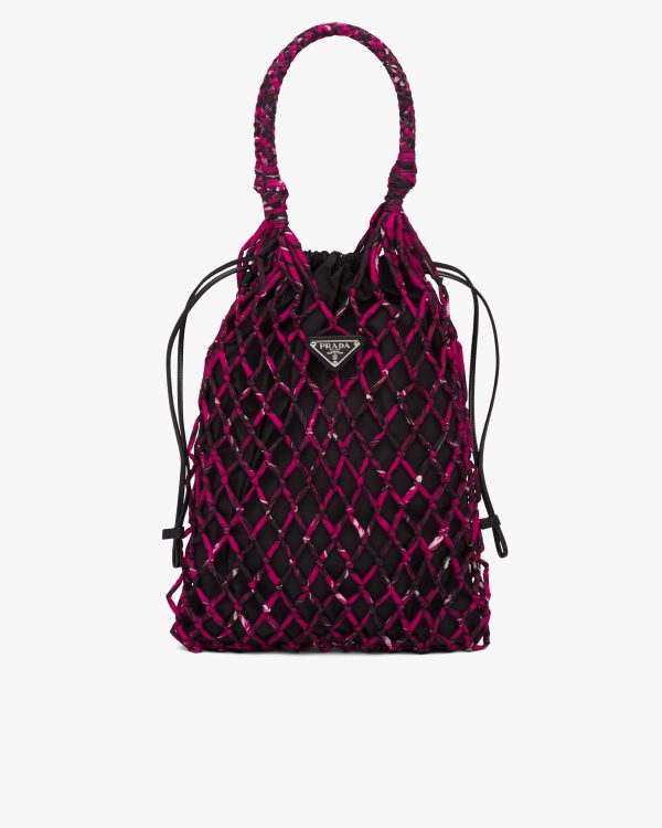 Fuchsia Printed nylon mesh bag