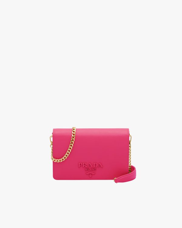 Magenta Saffiano leather shoulder bag