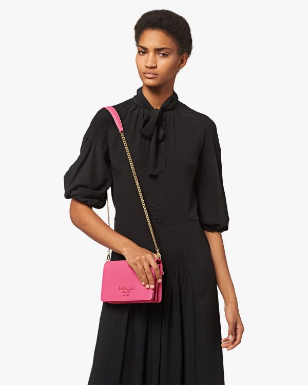 Magenta Saffiano leather shoulder bag - Image 2