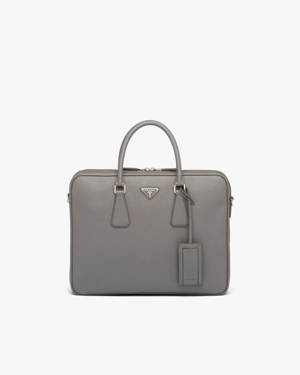Marble Gray Saffiano Leather Work Bag